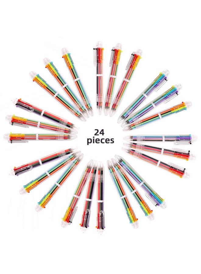 DAIKOYE 24 Pcs 0.5Mm 6In1 Multicolor Ballpoint Pen 6 Colors Transparent Barrel Ballpoint Pen For Office School Supplies Students Children Gift - Image 2
