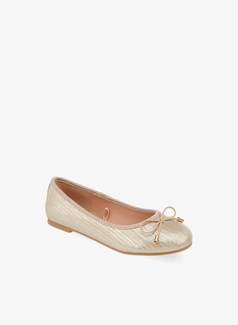 Little Missy GOLD Girls Textured Ballerina Shoes for Women | Best Price UAE