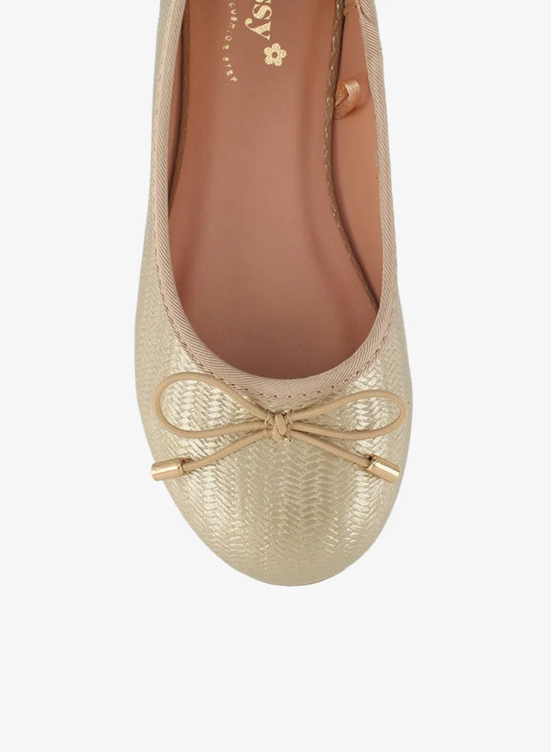 Little Missy GOLD Girls Textured Ballerina Shoes for Women | Best Price UAE