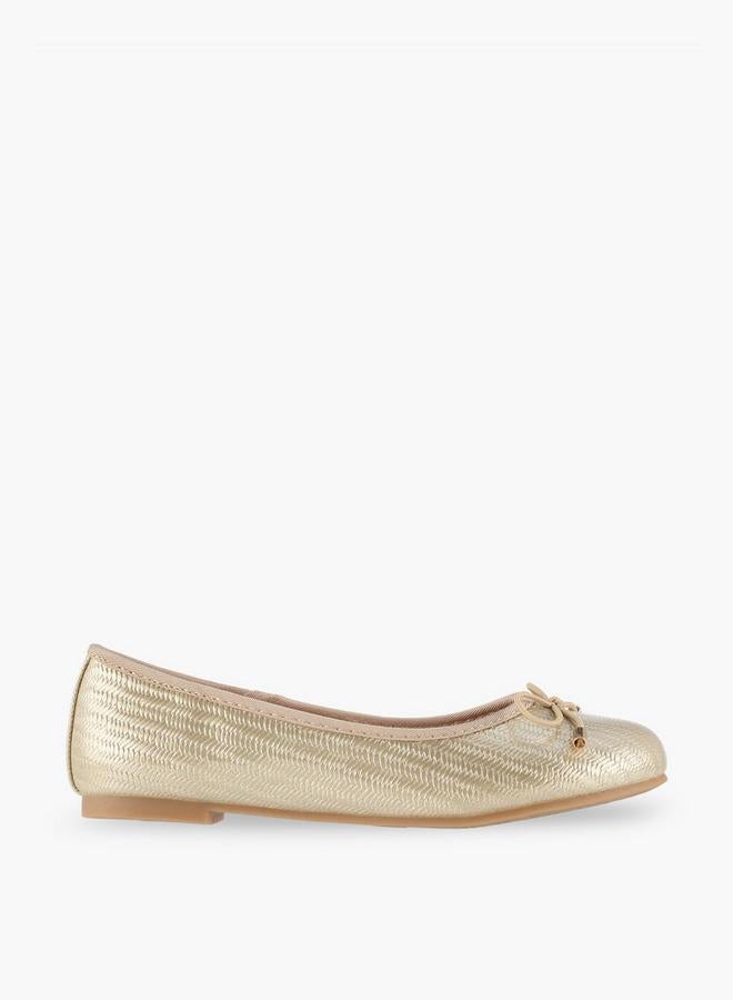 Little Missy Girls Textured Ballerina Shoes - Image 3
