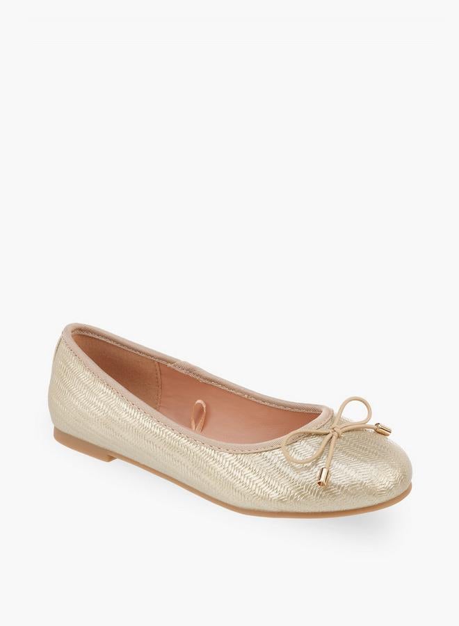 Little Missy Girls Textured Ballerina Shoes - Image 2
