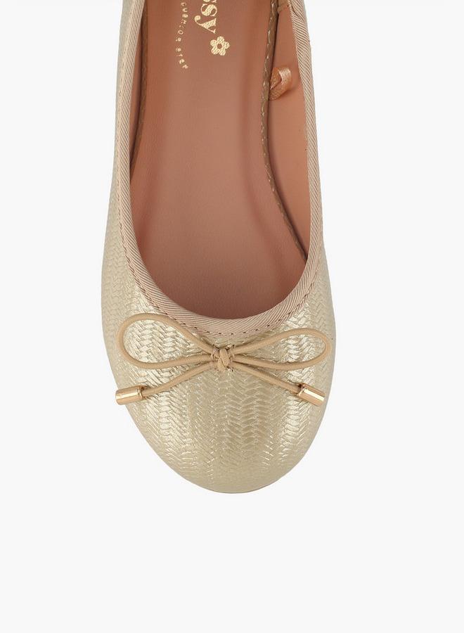 Little Missy Girls Textured Ballerina Shoes - Image 4