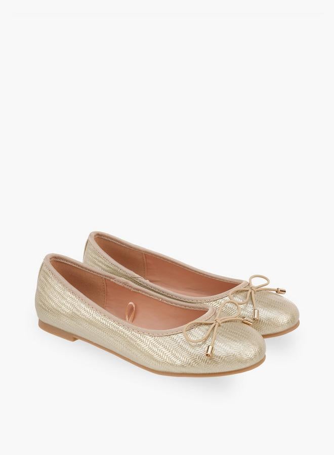 Little Missy Girls Textured Ballerina Shoes - Image 1