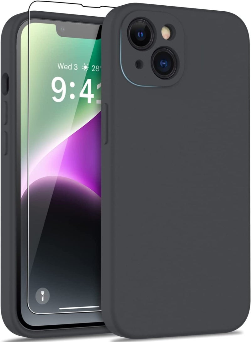 iPhone 14 Case with Screen Protector,Enhance Camera Protection,Soft Flexible Silicone Gel Rubber Bumper Cover,Slim Fit Shockproof Protective Phone Case for iPhone 14 6.1" Dark Grey - Image 1