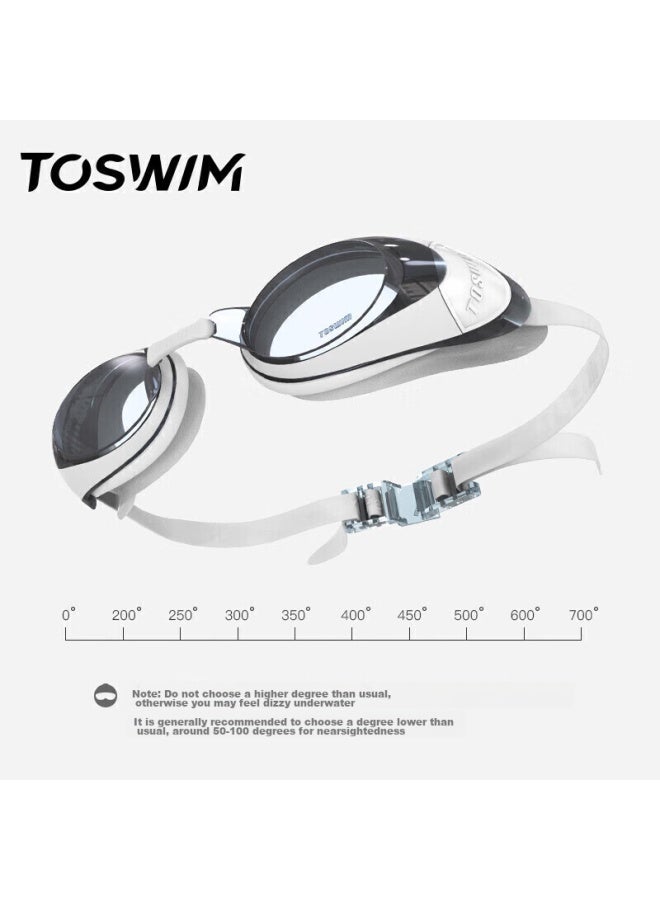 Toswim Swimming Goggles, Waterproof Anti-fog Swim Gl, High-definition Myopia-resistant Large Frame Swimming Goggles For Men And Women, Fish Belly White 200 Degrees - Image 5