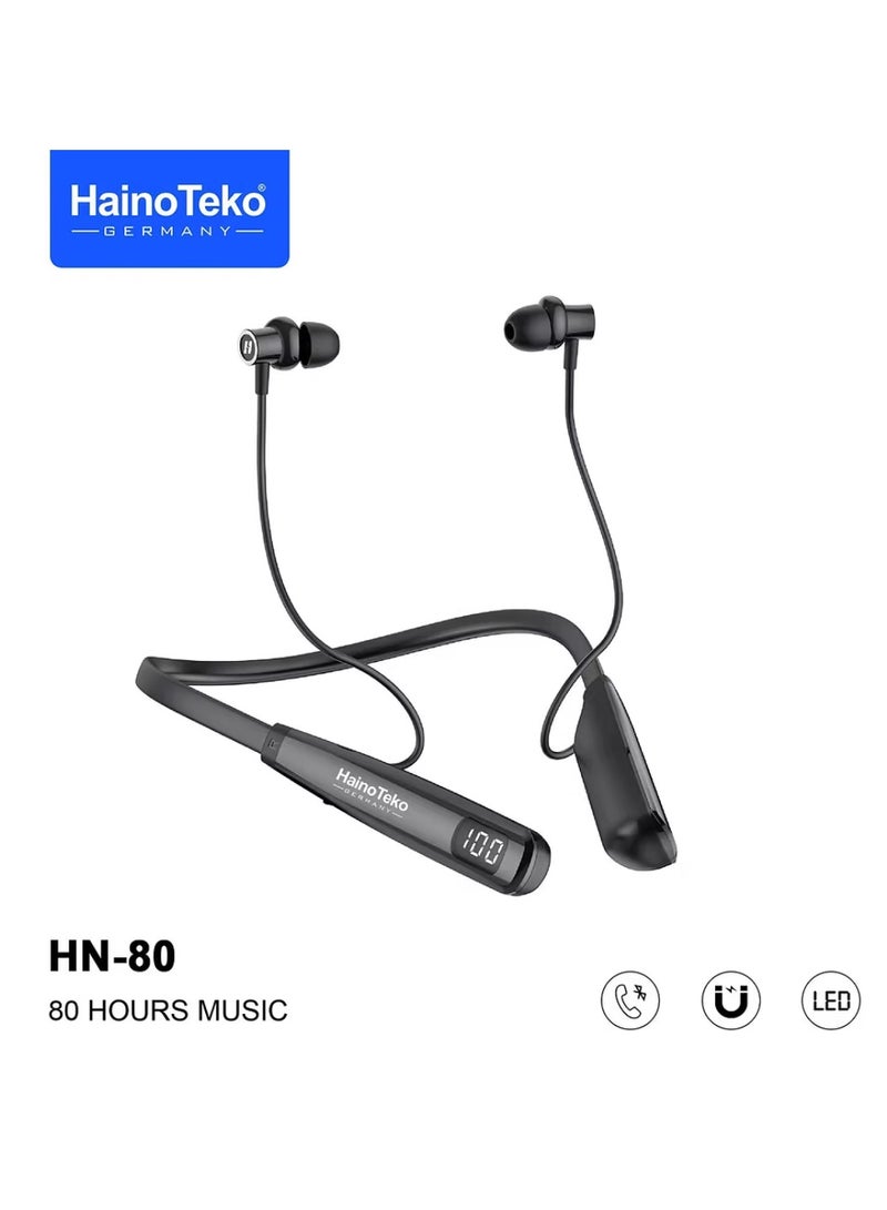 Haino Teko HN80 Bluetooth Wireless Neckband Earphones – Comfortable & Stylish Neckband Earphones with Superior Sound, Long Battery Life, and Hands-Free Calls | Ideal for Music, Calls, Sports & Daily Use  - Image 1