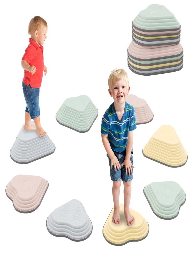 Maycoly 8PCS Stepping Stones For Kids Sensory, Durable Non-Slip Balance Stones For Toddlers,Stackable Indoor & Outdoor Obstacle Course Toys, Develops Balance & Gross Motor Skills (Macaron color) - Image 1