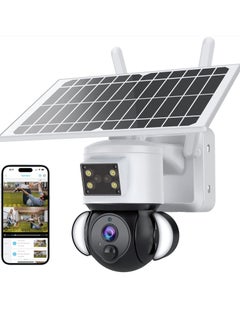 Tuya Smart Solar Security Camera, 6MP FHD 360° View, 15000mAh Battery, PIR Motion Sensor Floodlight with Siren, Two-Way Audio, Color Night Vision, UBOX Smart Life Compatible.