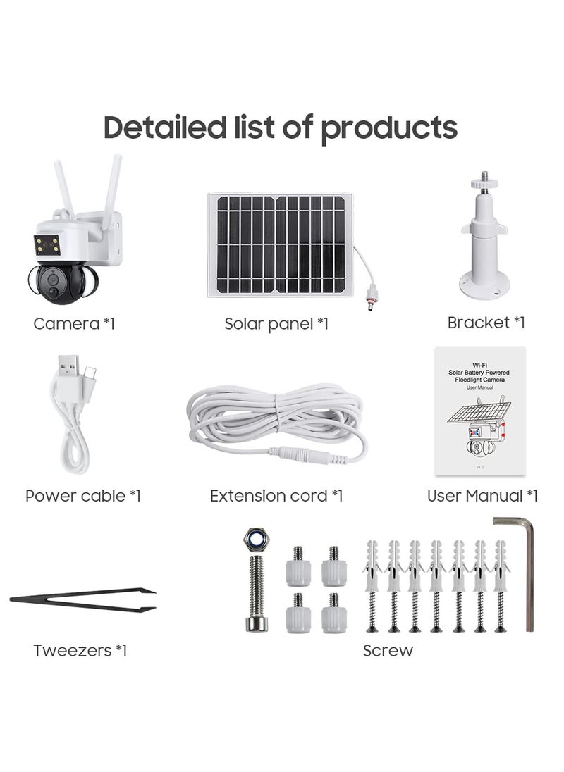 Generic - Tuya Smart Solar Security Camera, 6MP FHD 360° View, 15000mAh Battery, PIR Motion Sensor Floodlight with Siren, Two-Way Audio, Color Night Vision, UBOX Smart Life Compatible. - Image 1
