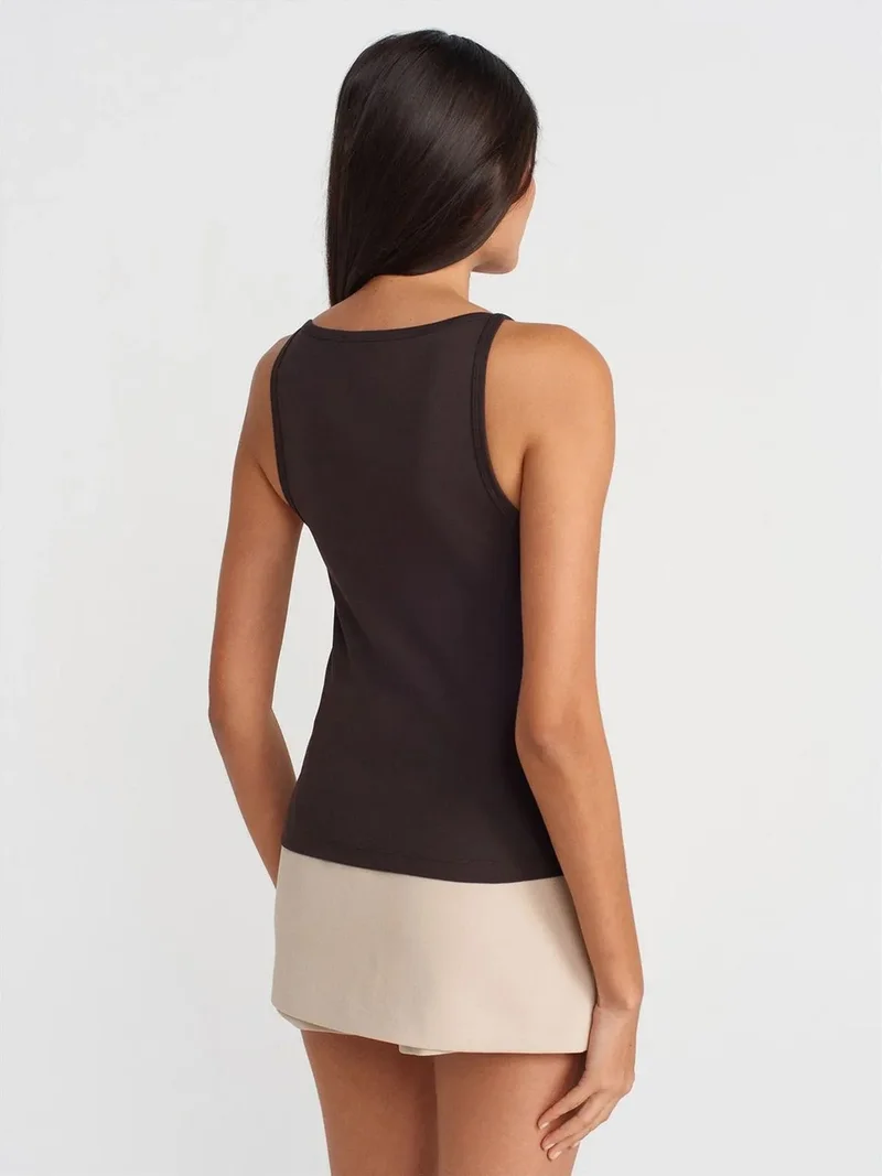 ديلفين Dilvin Ribbed Halterneck Slim-Fit Blouse