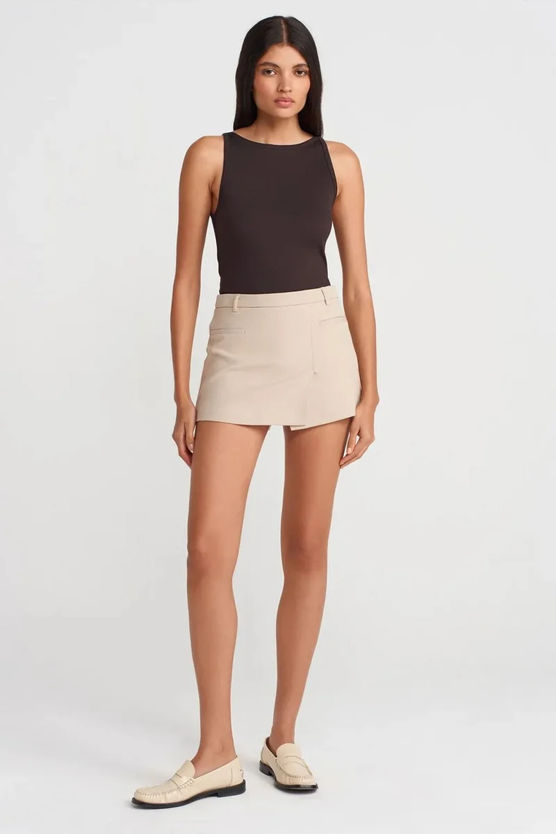 Dilvin Coffee Brown DILVIN Ribbed Halterneck Slim-Fit Blouse for Women | Best Price UAE