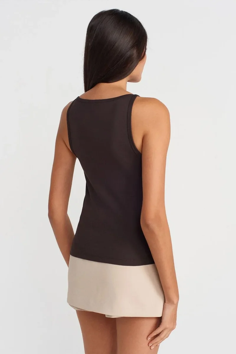 ديلفين DILVIN Ribbed Halterneck Slim-Fit Blouse