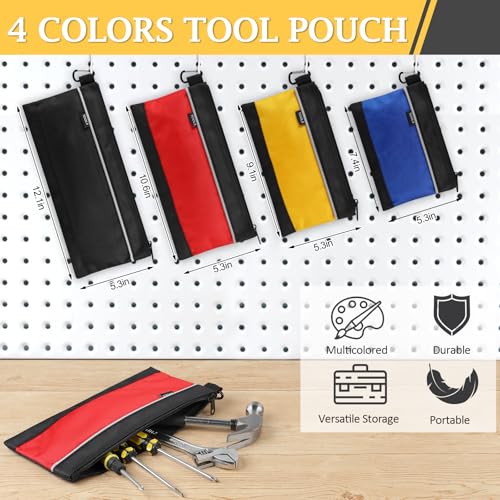 COIDEA 4 Pack Tool Pouch, Small Tool Bag with Zipper, 1680D Oxford Waterproof Multipurpose Tool Pouches with Carabiner for Men Tools, Travel Accessary, Stationary, Gadgets Storage Organizer, PSGJD-X4 - Image 2