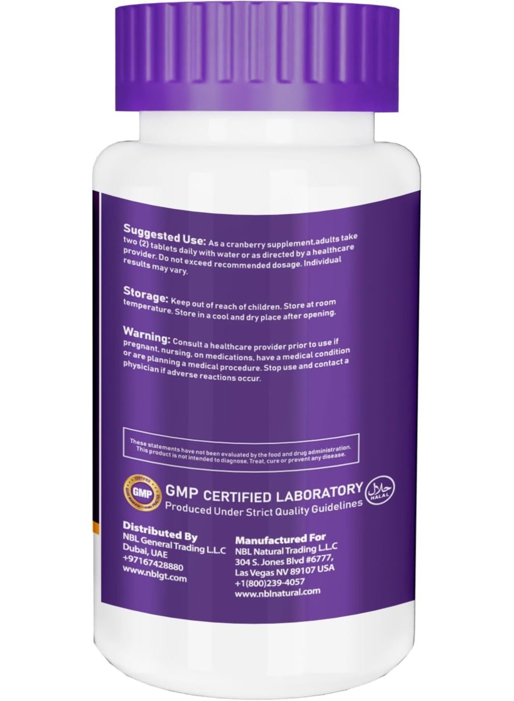 Nbl Natural Cranberry Plus Probiotic Supplement With Vitamin C Tablets 60'S