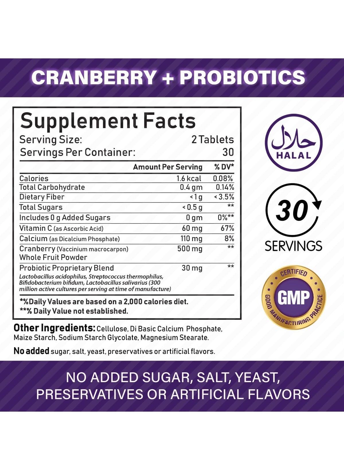 Nbl Natural Cranberry Plus Probiotic Supplement With Vitamin C Tablets 60'S