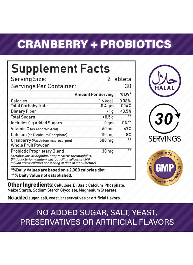 NBL Natural Cranberry Plus Probiotic Supplement, 60 Tablets, with Vitamin C  - Image 3