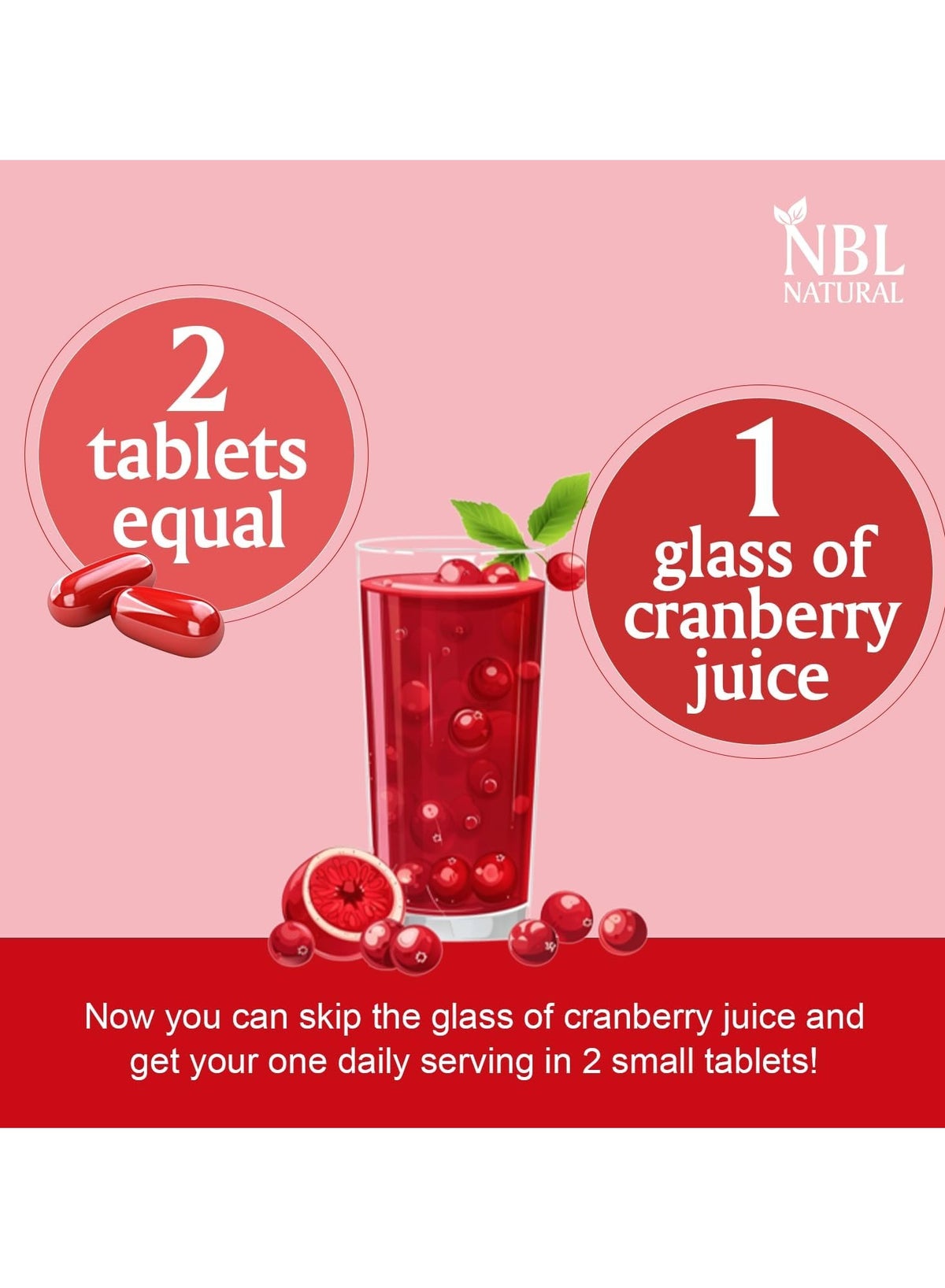 Nbl Natural Cranberry Plus Probiotic Supplement With Vitamin C Tablets 60'S