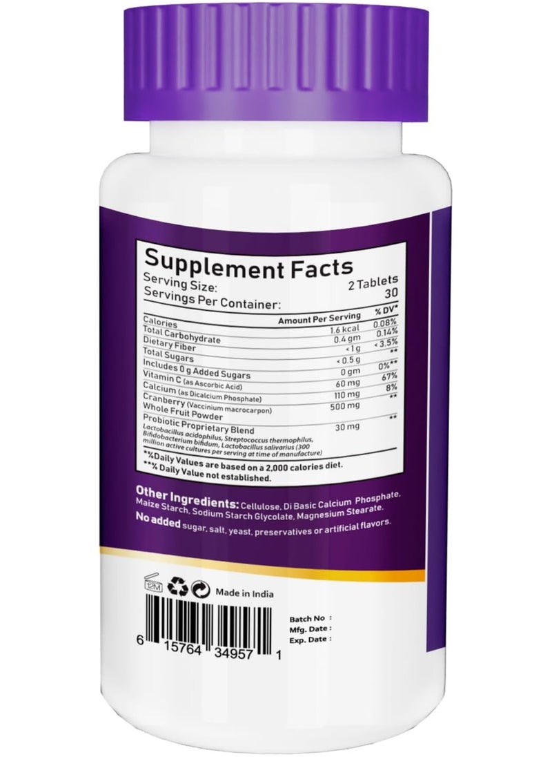NBL Natural - Cranberry Plus Probiotic Supplement, 60 Tablets, with Vitamin C - Image 1