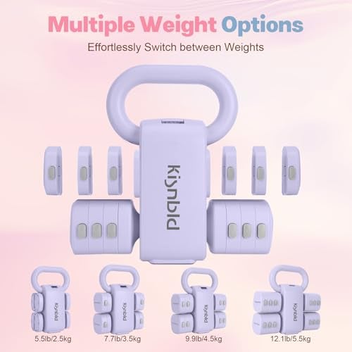 kisnbld Adjustable Dumbbell Set of 2, 2 in 1 Free Weights Dumbbells & Kettlebell Set for Women with Fast Adjustment, Each 2lb 3lb 4lb 5lb Hand Weights Set for Home Gym & Outdoor Exercise Training - Image 3