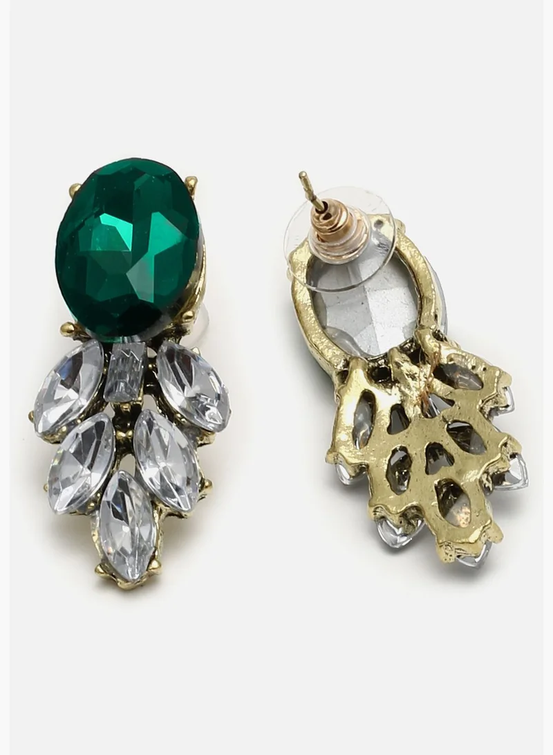 SOHI Gold Plated Designer Stone Necklace and Earring Set