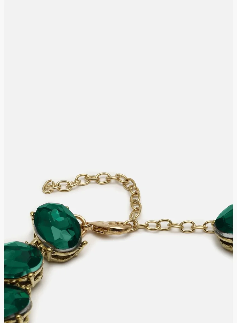 SOHI Gold Plated Designer Stone Necklace and Earring Set