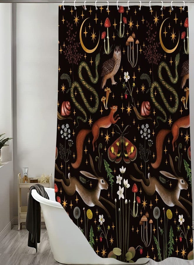 Uokiuki Fairy Rustic Forest Shower Curtain for Bahtroom, Country Woodland Wild Animals Butterfly Mushroom Set Hunting Shower Curtain, Farmhouse Rustic Cabin Lodge Shower Curtain Set with Hooks 70X70IN - Image 4