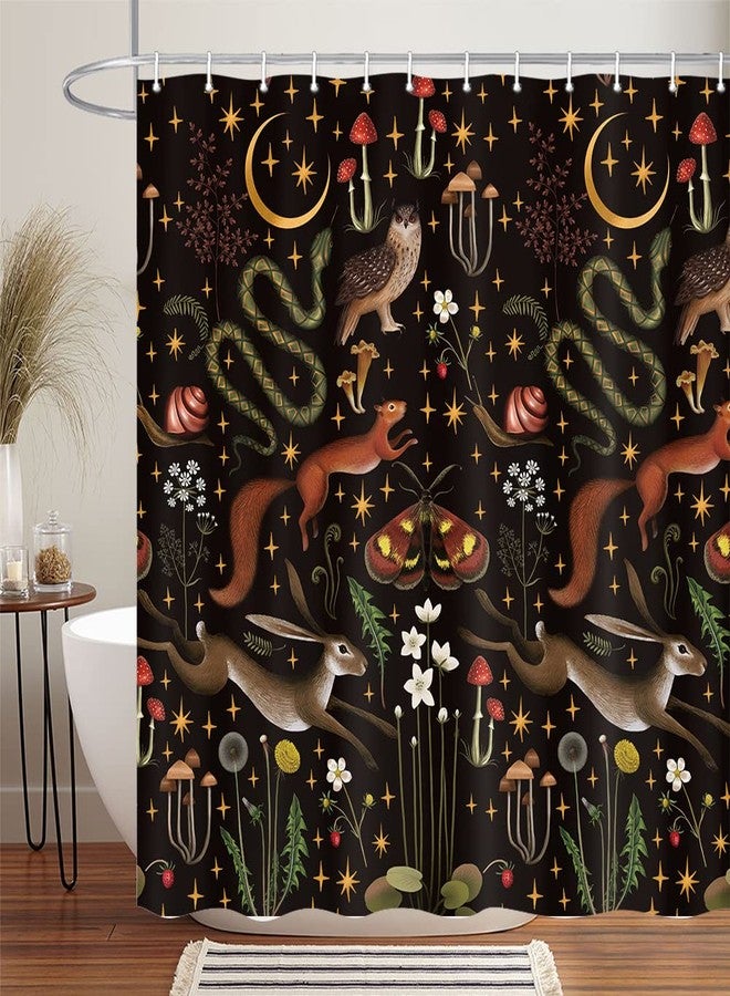 Uokiuki Fairy Rustic Forest Shower Curtain for Bahtroom, Country Woodland Wild Animals Butterfly Mushroom Set Hunting Shower Curtain, Farmhouse Rustic Cabin Lodge Shower Curtain Set with Hooks 70X70IN - Image 1