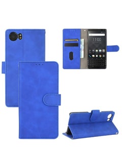Case Cover For BlackBerry Keyone Solid Color Skin Feel Magnetic Buckle Horizontal Flip Calf Texture PU Leather Case with Holder & Card Slots & Wallet Blue