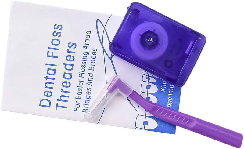 Angzhili Orthodontic Care Kit 8 PCS BoxPacked VToothbrush Waxing Travel Toothbrush Floss Spool Mouth Mirror Gap Brush Floss Threaders for Enhanced Dental Health Purple - Image 5