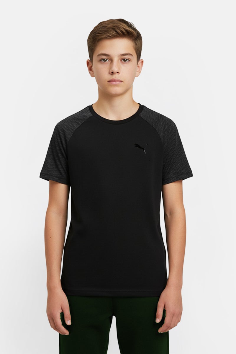 PUMA تي شيرت أولاد عادي بقصة مريحة بشعار العلامة التجارية، أسود - Image 1