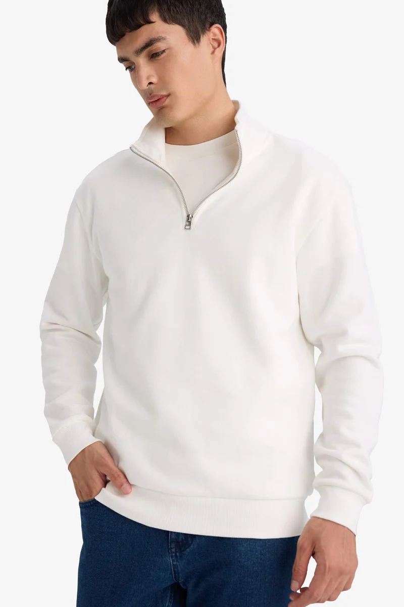 Defacto  Standard Collar Half Zip Sweatshirt for Men | Best Price UAE
