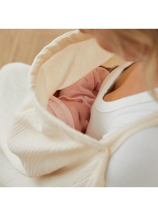 PPOGOO Muslin Nursing Cover for Baby Breastfeeding, Breathable Privacy Nursing Covers for Mom 100% Cotton Breastfeeding Cover with Rigid Hoop for Mother Nursing Apron (Beige) - Image 4