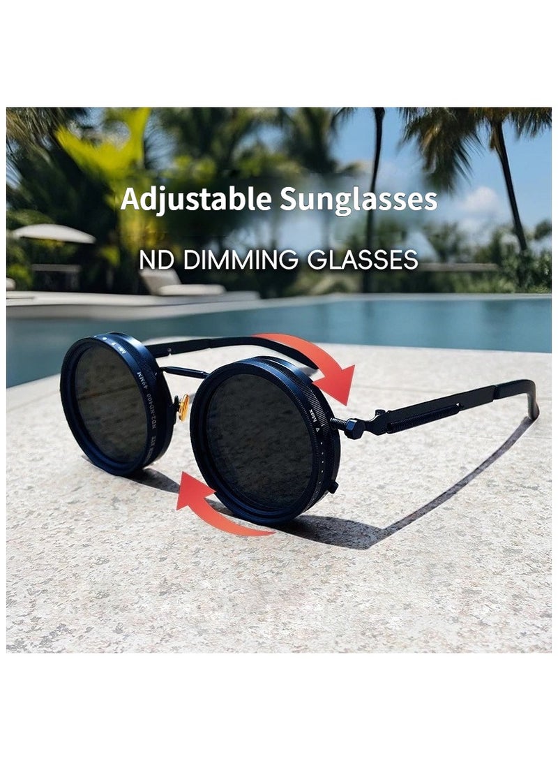 BlueFire Adjustable Polarized Sunglasses with ND Filter Lenses, Multi-Level Adjustable Tint Shades, Handcrafted Round Retro Design, UV400 Protection, Anti-Blue Light Glasses, High Definition Vision Eyewear for Men and Women, Stylish Adjustable Comfort Glasses for Outdoor, Travel, Driving, Sports, Photography, Casual & Professional Use - Image 3