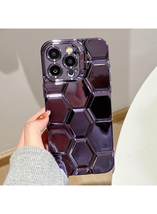 Zaboon Case For iPhone 12 Pro Max Electroplating Laser Engraving 3D Honeycomb TPU Phone Case - Image 1