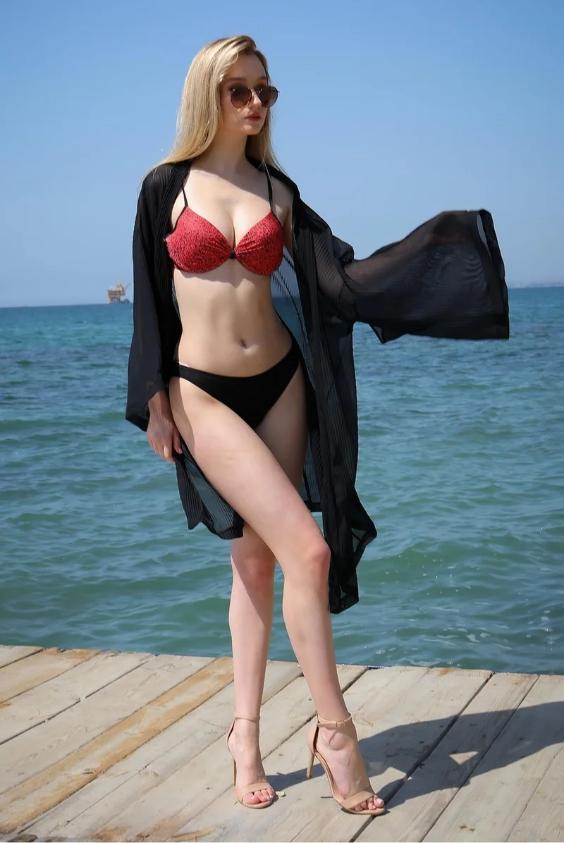 اكبينيز Women's Kimono Pareo Beach Dress Black 38040