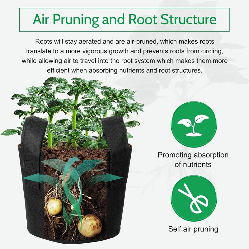 JERIA 12-Pack 15 Gallon, Vegetable/Flower/Plant Grow Bags, Aeration Fabric Pots with Handles (Black), Come with 12 Pcs Plant Labels - Image 5