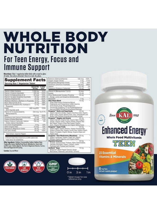 Kal Enhanced Energy for Teens Tablets, 60 Count - Image 2