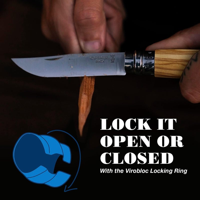 Opinel No.06-No.09 Premium Woods, Stainless Steel Folding Pocket Knife, Made in France (No.06/Olive) - Image 4