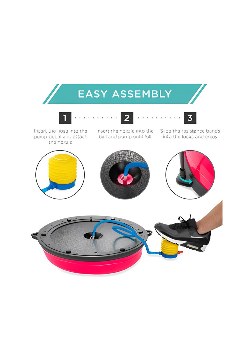 أتش برو كرة بوسو للتوازن من إتش برو باللون الوردي | أداة تدريب نصف كروية لتقوية العضلات الأساسية، وتحسين الثبات، وتمارين اليوغا واللياقة البدنية - Image 3