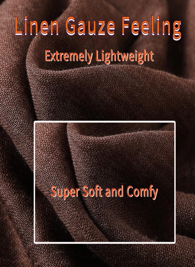 Harewom Lightweight Gauze Linen Feeling Shawl Wraps for Women Beach Summer Scarf for Evening Wedding Dresses, Shawl Wraps - Brown, One size - Image 5