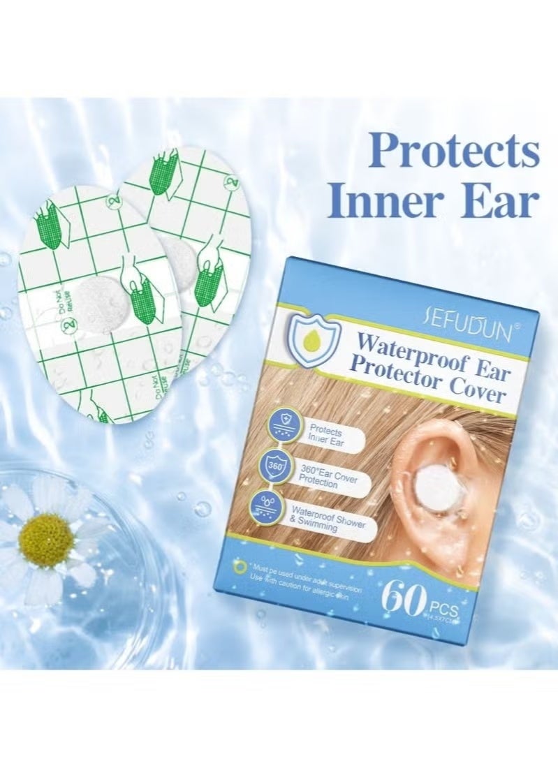 Sefudun 60 pieces of waterproof earmuffs, suitable for swimming, showering, ear protectors with ear plugs, suitable for children, newborns, disposable earmuffs, suitable for showering, surfing, snorkeling and other water sports - Image 2