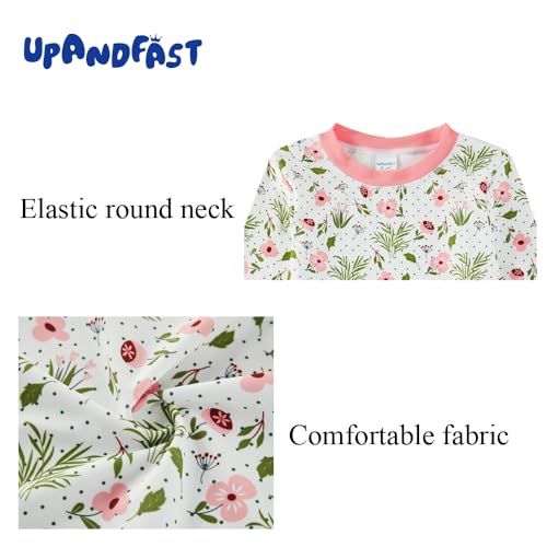 upandfast Girls Rash Guard Set Long Sleeve Two Piece Swimsuit with UPF 50+ Sun Protection for Girls 3-8 Years (Light Pink Flower, 6 Years) - Image 4