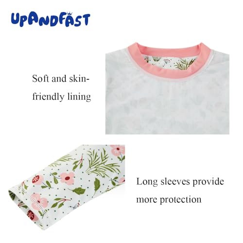 upandfast Girls Rash Guard Set Long Sleeve Two Piece Swimsuit with UPF 50+ Sun Protection for Girls 3-8 Years (Light Pink Flower, 6 Years) - Image 5