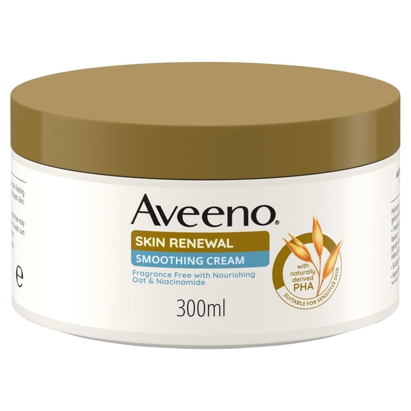 Aveeno Skin Renewal Smoothing Cream, Smooths Rough & Bumpy Skin, Prebiotic Oat, PHA & Niacinamide, Suitable for Sensitive. Also Suitable for People who may be prone to Keratosis Pilaris, 300 ml
