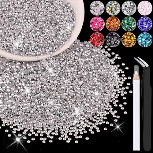 BELLEBOOST 5000PCS 3mm Resin Rhinestones in Bulk (Silver), Bedazzling Flatback Crystals for Crafts DIY Nail Decoration, Gems Charms for Tumbler Shoes Clothing Fabric with Pickup Pen and Tweezers - Image 1