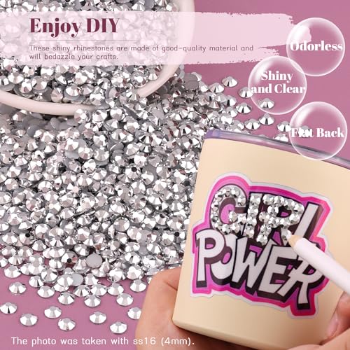BELLEBOOST 5000PCS 3mm Resin Rhinestones in Bulk (Silver), Bedazzling Flatback Crystals for Crafts DIY Nail Decoration, Gems Charms for Tumbler Shoes Clothing Fabric with Pickup Pen and Tweezers - Image 4