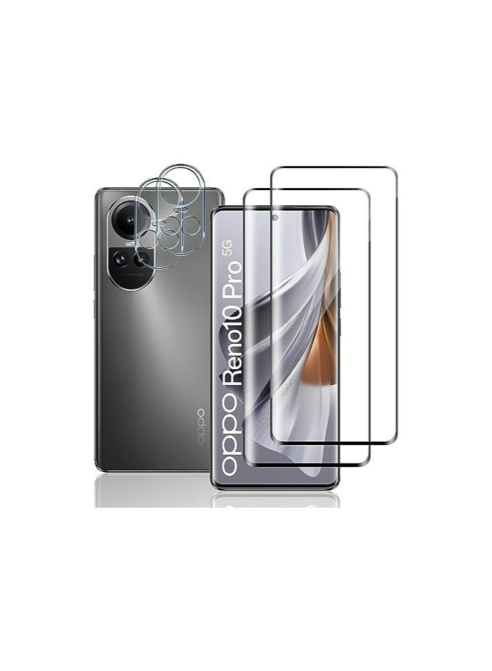 general [2+2 Pack] Tempered Glass Compatible with OPPO Reno 10 5G/10 Pro 5G Screen Protector + Camera Lens Protector, 9H Hardness Anti-Scratch 3D HD Tempered Glass Film - Image 1