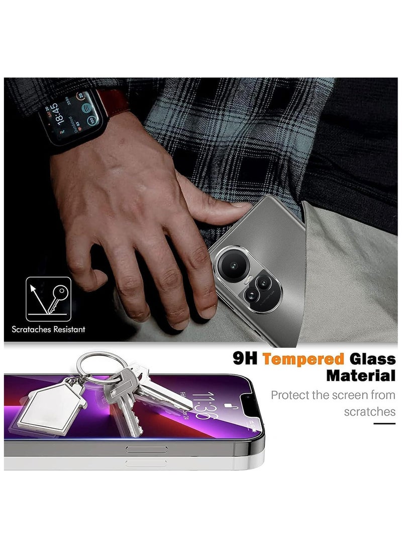 general [2+2 Pack] Tempered Glass Compatible with OPPO Reno 10 5G/10 Pro 5G Screen Protector + Camera Lens Protector, 9H Hardness Anti-Scratch 3D HD Tempered Glass Film - Image 5