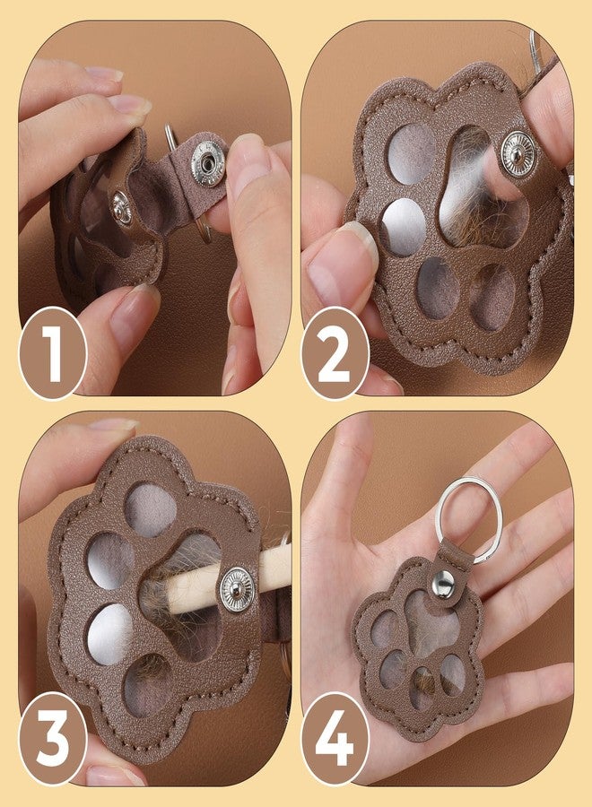 Telooco 6Pcs Dog Hair Keychain Keepsake Pet Fur Keepsake Pet Paw Shaped Dogs Fur Keychain Pets Memorial Gift Keyring Handmade Key Holder for Collecting Cat and Dog Hair - Image 4
