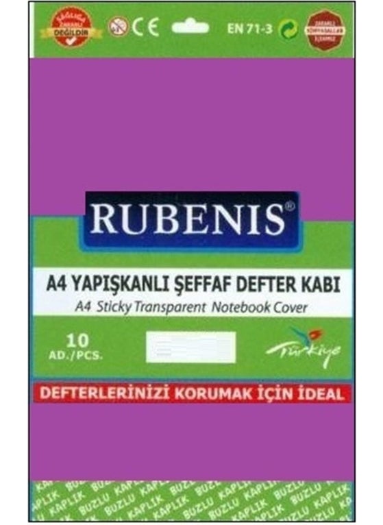 Book Cover A4 Adhesive Frosted Transparent Purple 10 Pieces